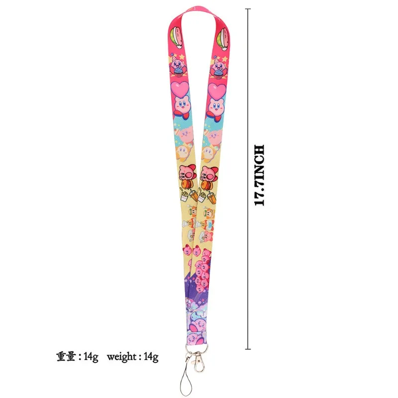 Hot Cute Kirby Lanyard Colorful Print Neck Strap for Phone ID Badge Keychain Kawaii Anime Kirby Phone Lanyard Holder Gifts view 6