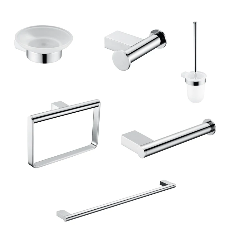 Modern 6 pieces bathroom accessories set towel rail toilet paper holder