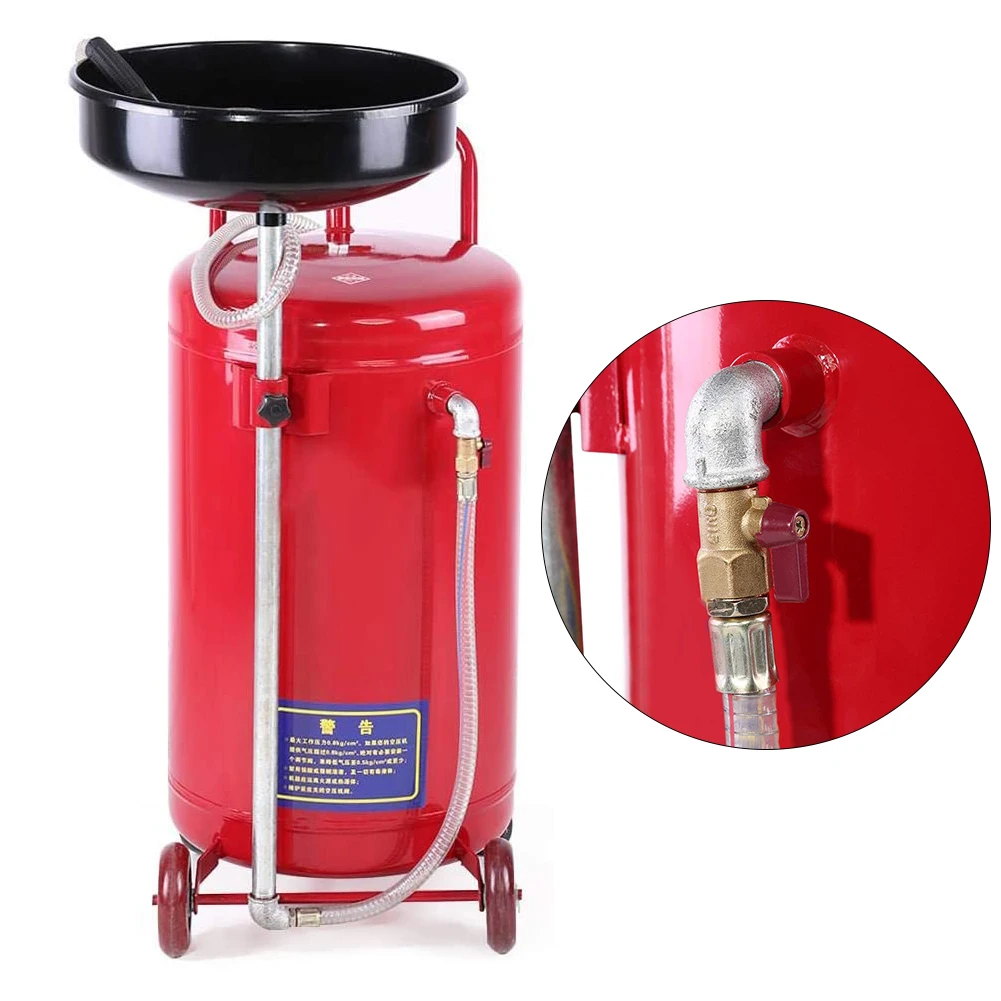 80 Liter 17.5 Gallon Portable Auto Waste Oil Drain Tank Air Operated Drainer Drainage Collector