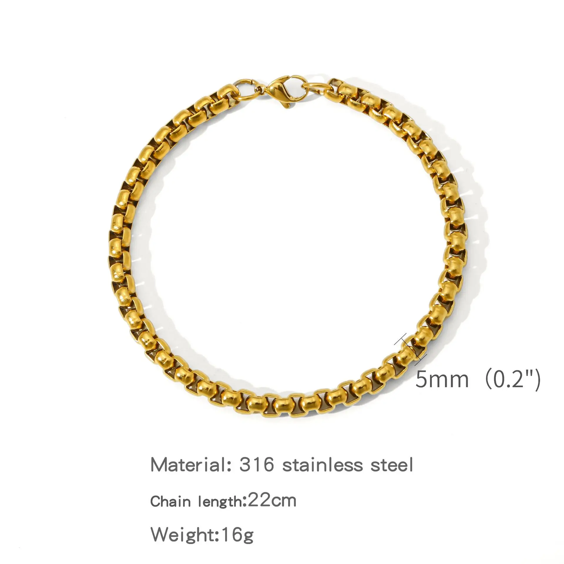 Edelstahl Quadratische Kugelketten-Armband für Männer Titanstahl-Schmuck Hip-Hop-Armband für Frauen Modetrend-Accessoires Geschenk – Detail 7