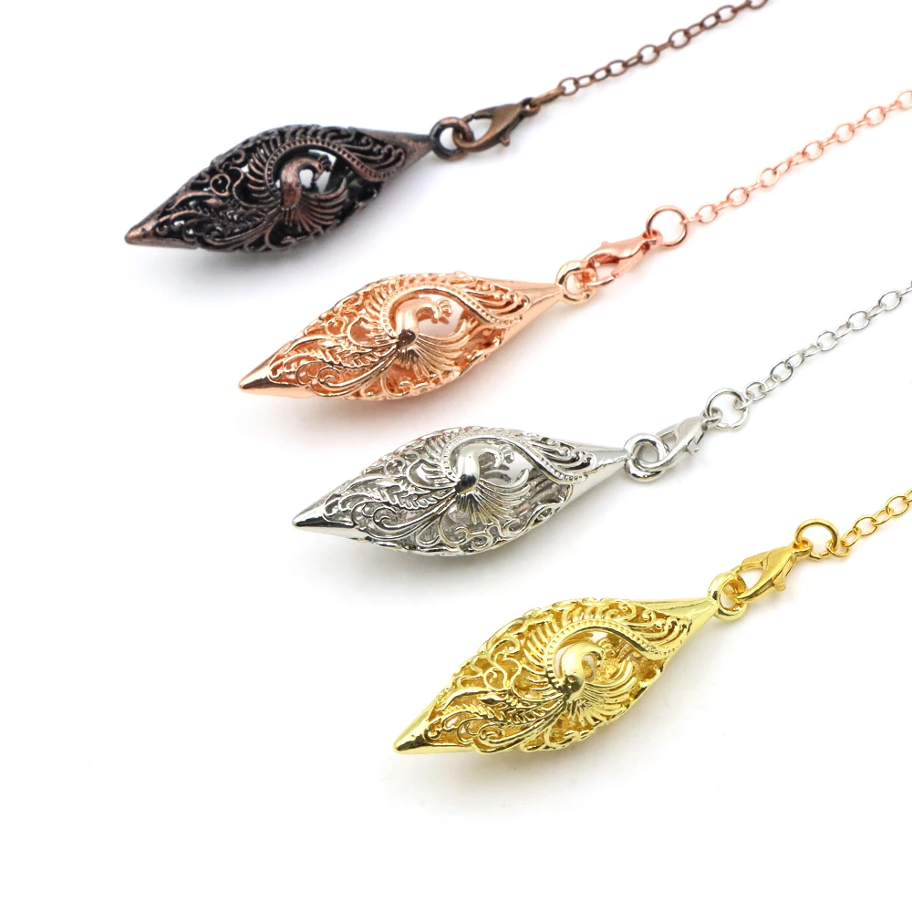Vintage Hollow Phoenix Metal Pendulum Dowsing Divination Pendant Reiki Healing Spiritual Meditation Wicca Energy Amulet Jewelry