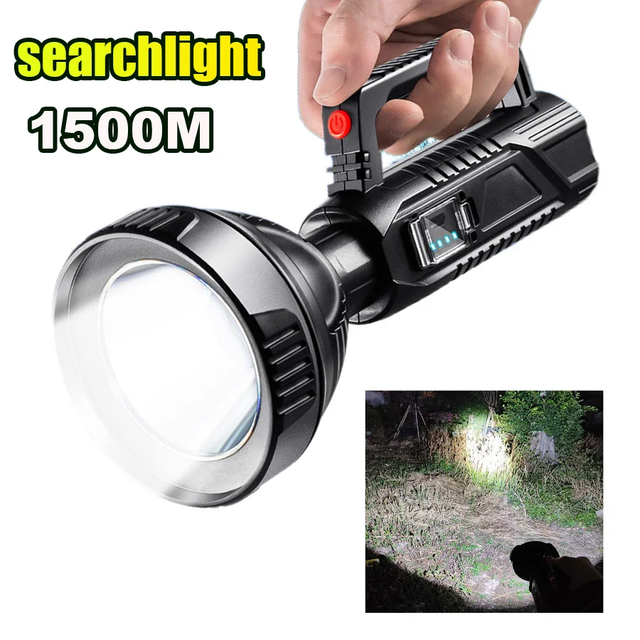 Super Bright Searchlight Flashlights 10000LM High Power Rechargeable Torch P90 LED Strong Light Long Shot 1500m Portable Lantren