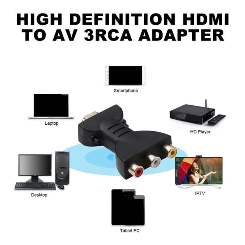 HDMI to 3RCA Red Yellow White Lotus Head Converter HDMI to AV Converter 3RCA Adapter