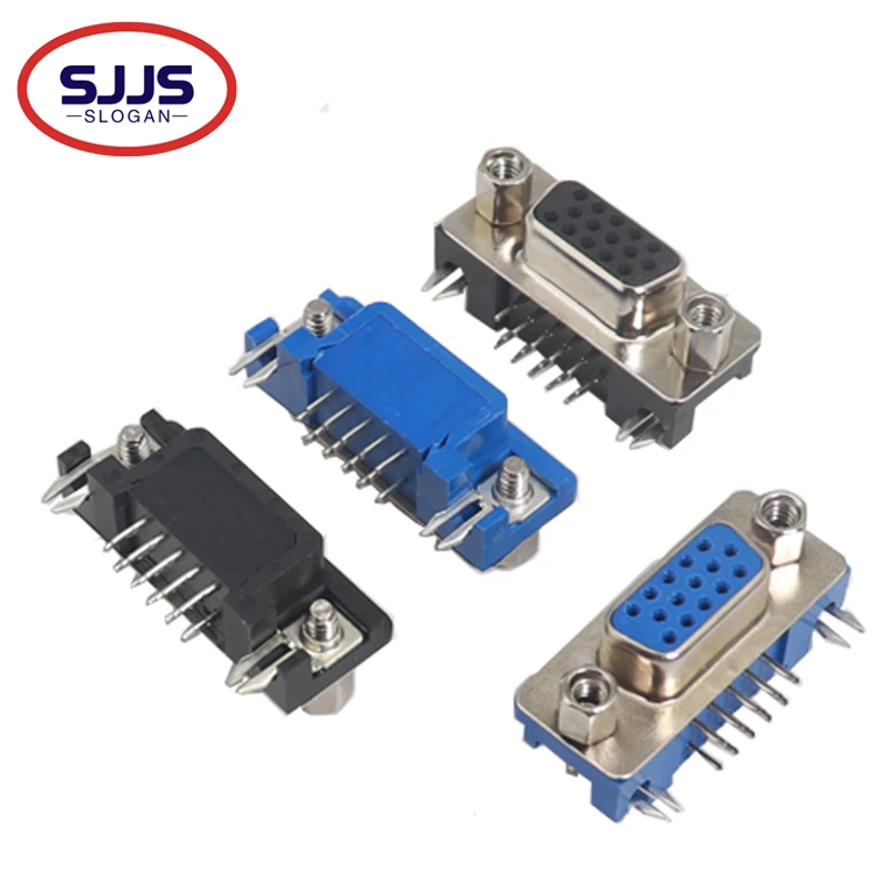 【30-5PCS】DB15 DR15 3Rows Parallel Port 15 Pin D Sub Female Male 15 Way PCB 90 Degree Connector DB15 Socket Plug VGA Adapter