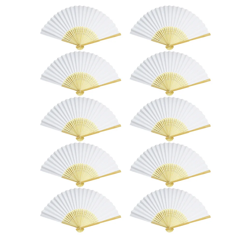 Éventail à main pliant pour peinture à la main, 10 pièces, pour enfants, activité de dessin faite à la main, encourage la Coordination du reconnaissance des formes et des couleurs