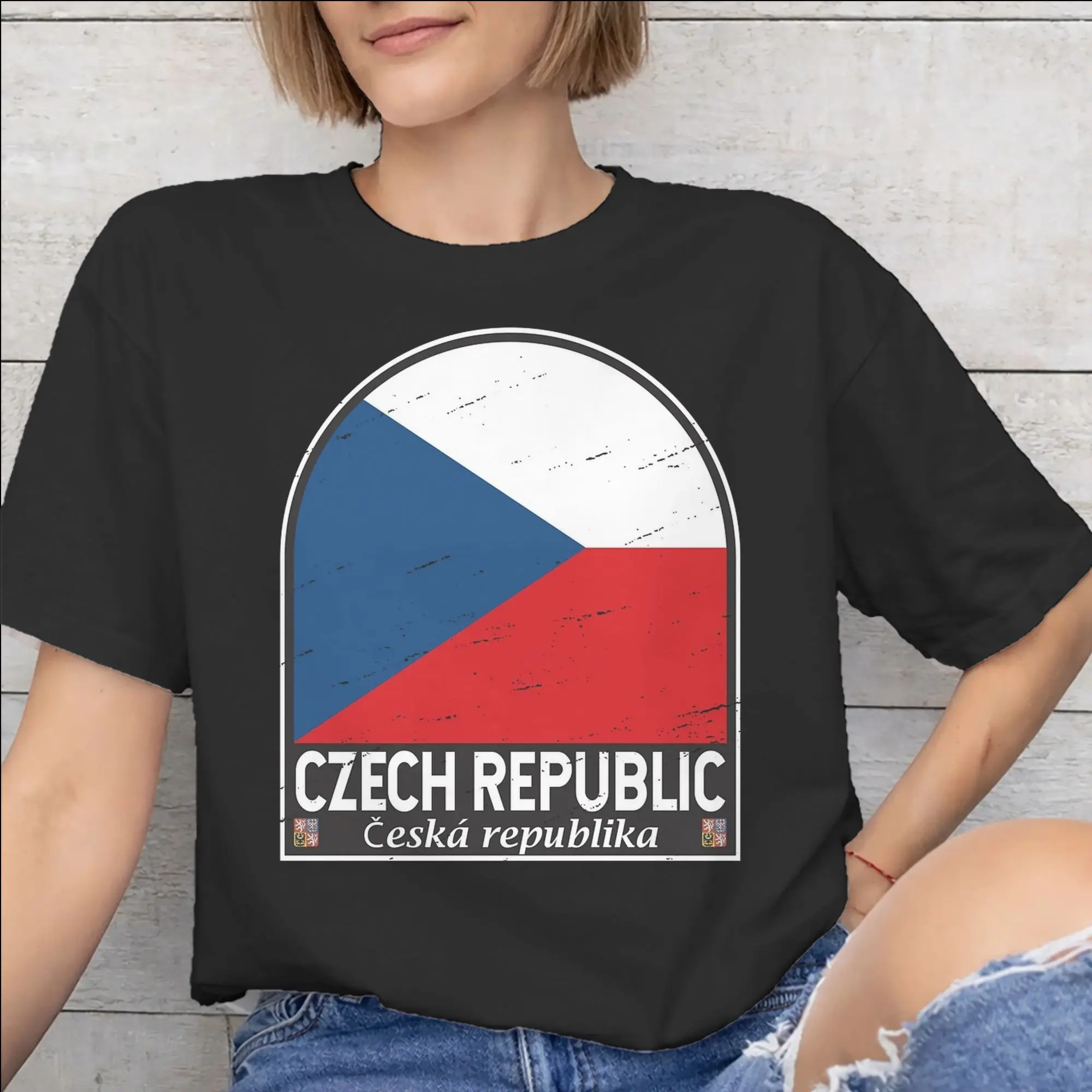 Graphic Printed Czech Republic Coat of Arms T Shirt For Unisex  100% Cotton T-shirts Short Sleeve Tops