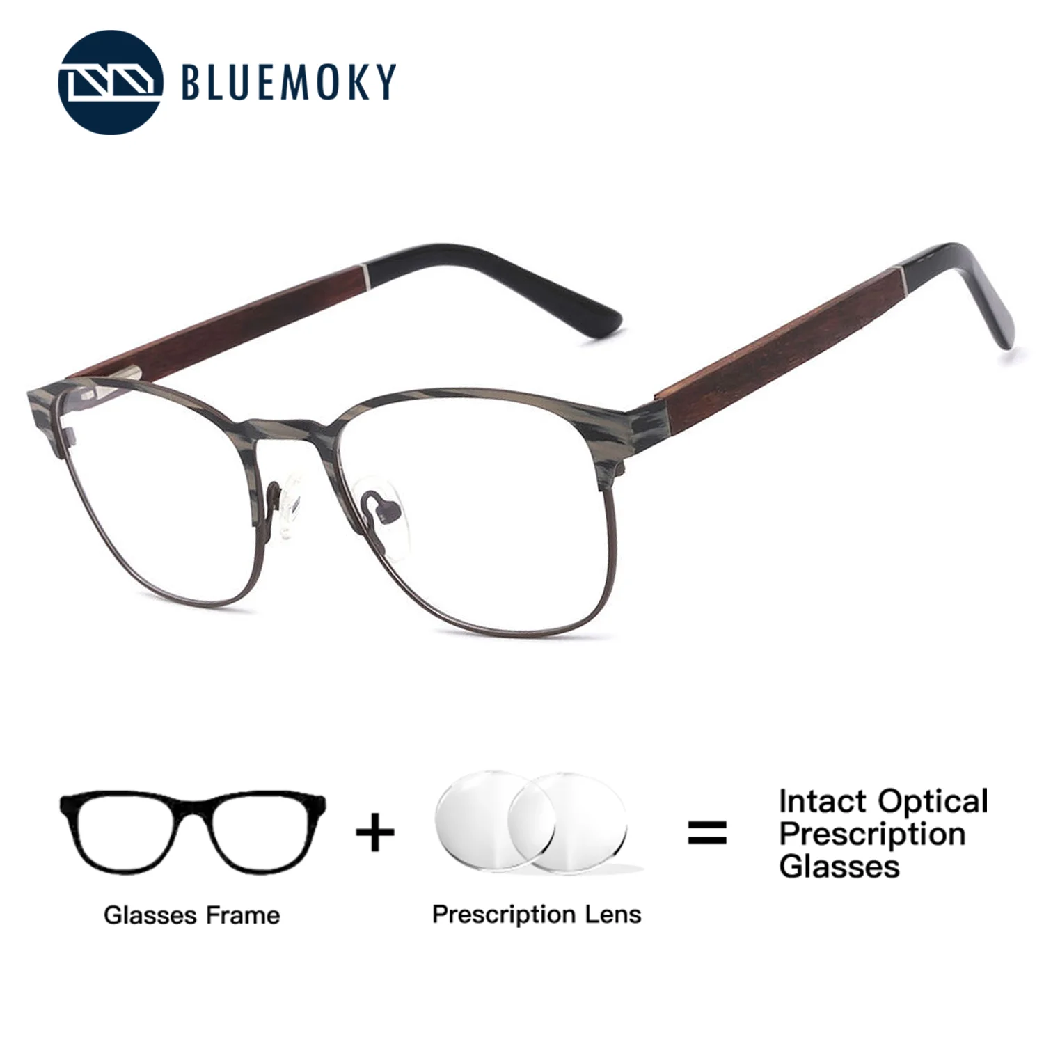 

BLUEMOKY Fashion Men Metal Square Vision Prescription Glasses Myopia Reading Eyewear Correction Optical Multifocal Photochromic