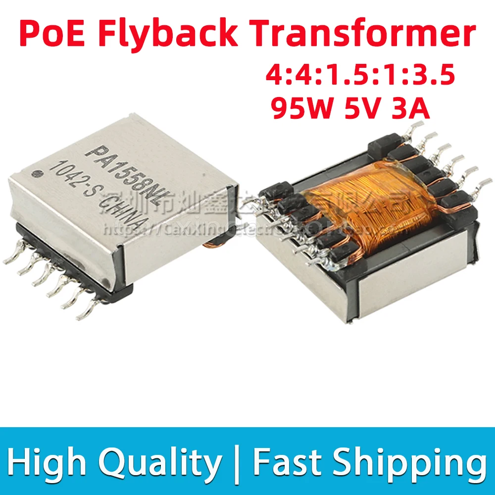 

2pcs PA1558NL SMD EFD20 PoE Switching Power Supply Flyback Transformer 95W 5V 3A Flyback 4:4:1.5:1:3.5 High Frequency Wire Wound