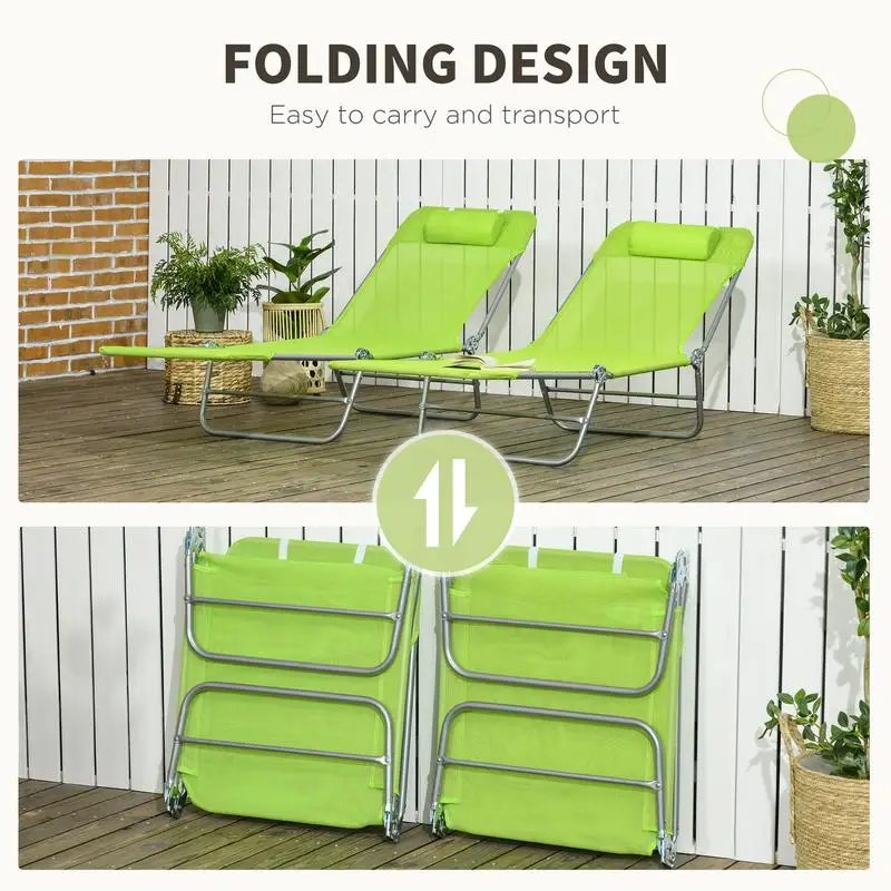 2-teilige klappbare Chaiselongue-Stühle, Sonnenschutzstühle für den Pool, Outdoor-Loungesessel mit 6-fach verstellbarer Rückenlehne, atmungsaktiv