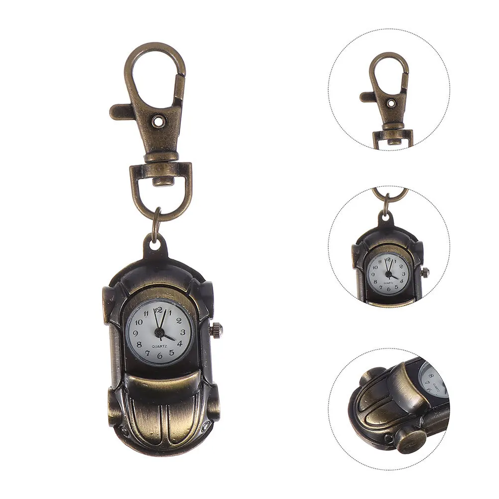 

2Pcs Car Shape Pocket Watch Vintage Mechanical Clip Watch Stylish Graduation Present for Men Women Students Professionals