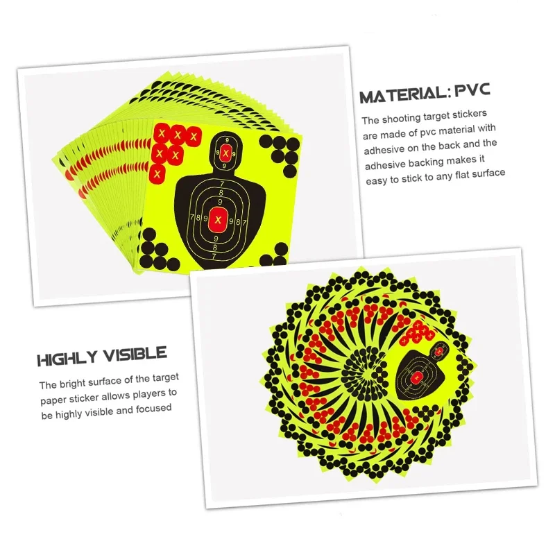 10 قطعة نصف طول الإنسان اطلاق النار الهدف ورقة الفلورسنت ملصق تهدف بندقية بندقية مسدس اطلاق النار الهدف ملصق 8 بوصة #3