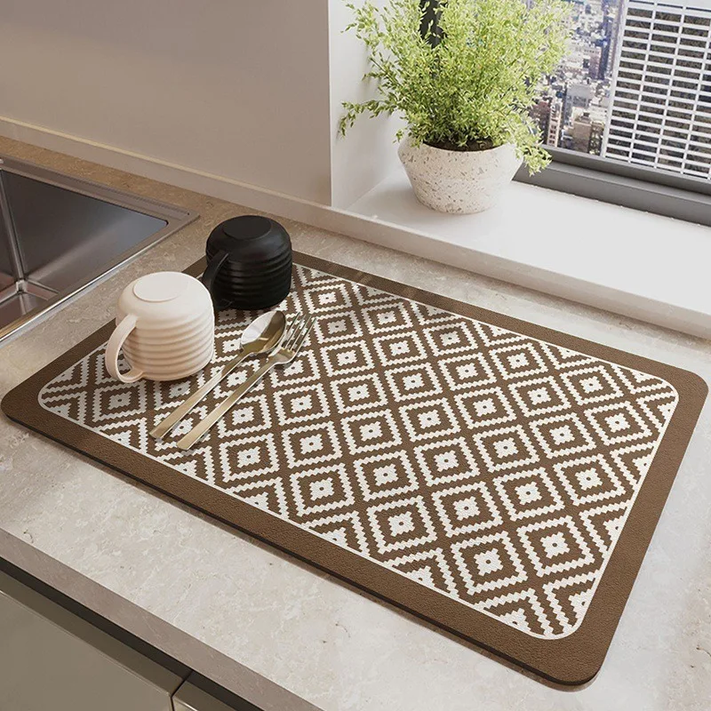 Plaid Pattern KitchenBar Counter Absorbent Quick Dry Placema