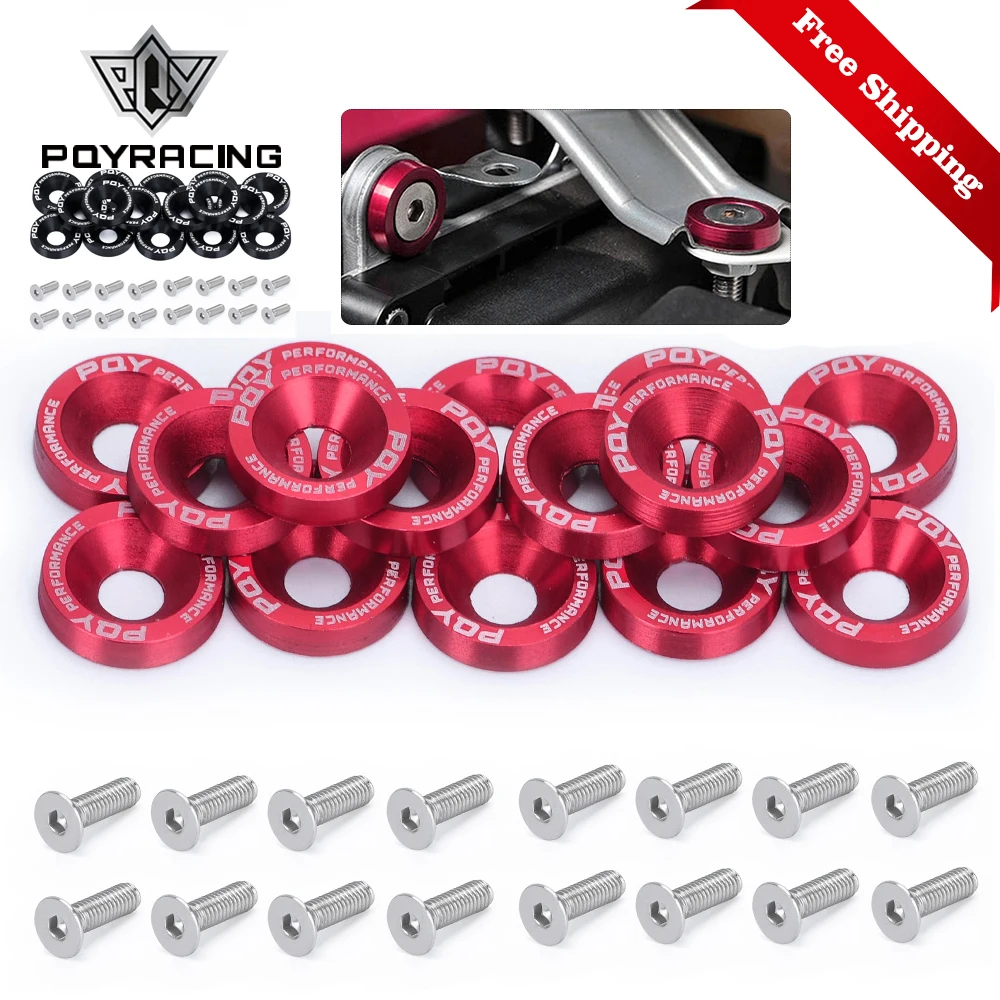 16PCS M6 Car Modified Hex Fasteners Fender Washer Bumper Engine Concave Screws Fender Washer License Plate Bolts Car styling