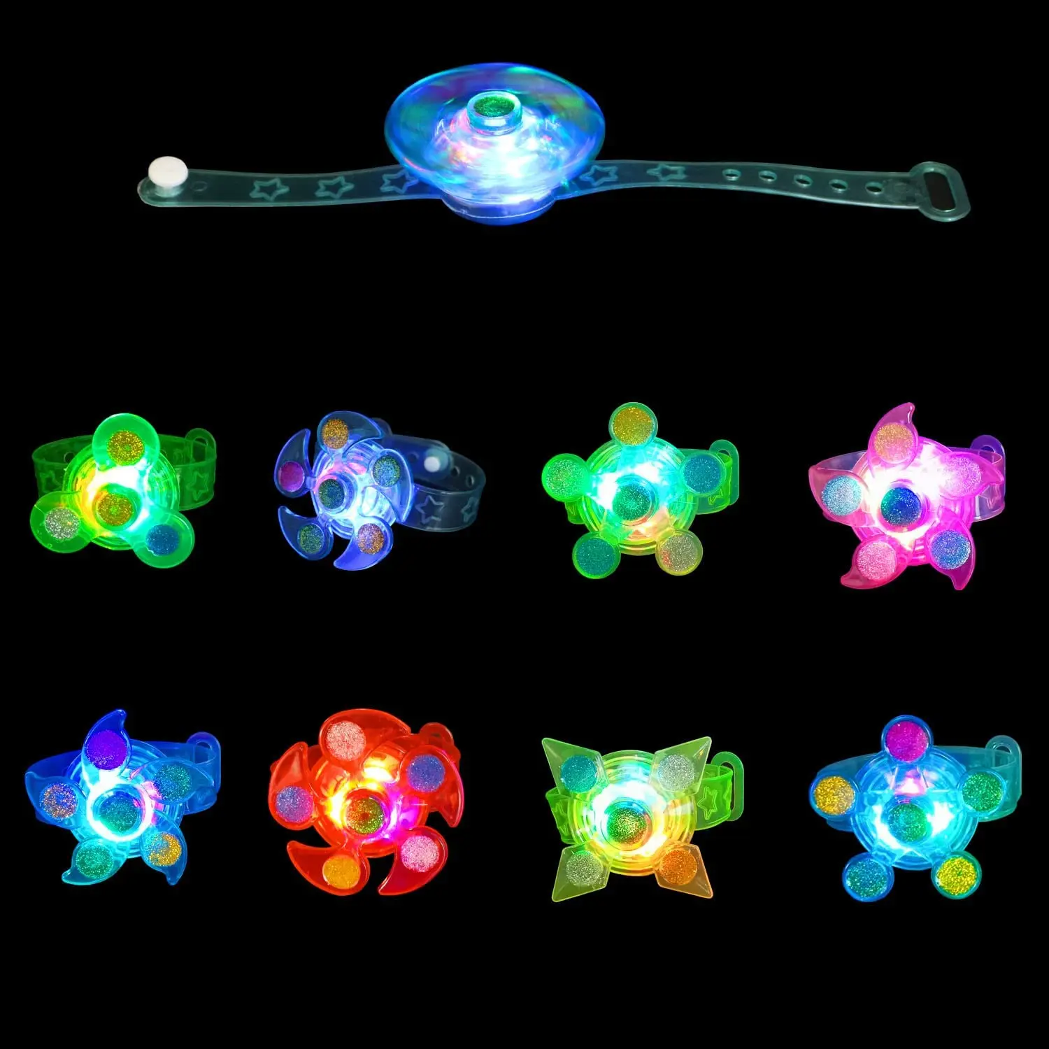 25 Pack Led Light Up Fidget Spinner Armbanden Feestartikelen Voor Kinderen, Glow In The Dark Feestartikelen, verjaardagscadeaus, Schat Doos
