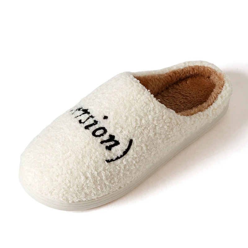 Winter Home Slippers Fashion Version Embroidery Fuzzy Women Indoor Warm Comfortable Breathable Non-slip Soft Plush Houseshoes