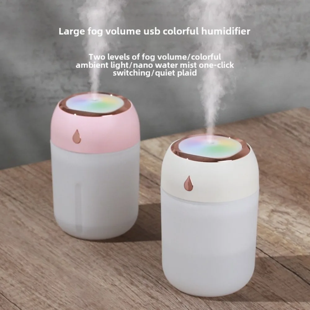 Tragbare Mini Luftbefeuchter 330ML Stille Zerstäuber Kalt Nebel Maschine Reinigung Farbe Lichter