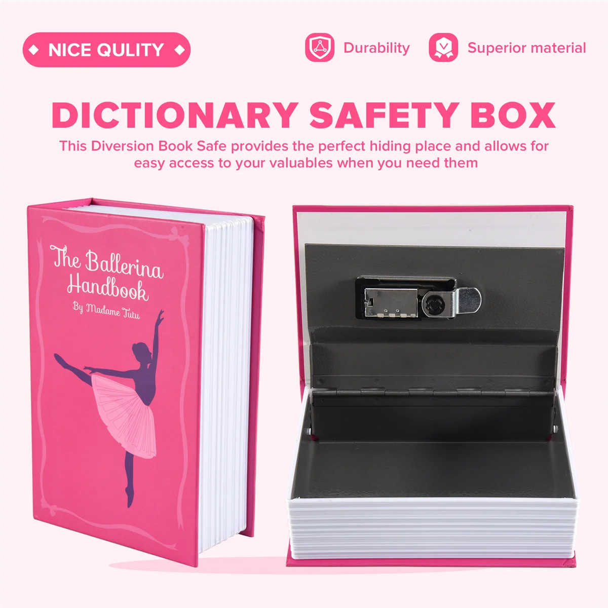 ELBA_Hidden Safe with 3 Digital Combination Lock (Pink)