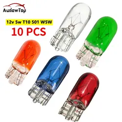 10 Stück 501 W5W XENON T10 Glas 12 V 5 W W2,1 x 9,5 d Einzelfilament Mehrfarbige Autolampe Lampe Violett Bernstein Blau Klar Rot Grün