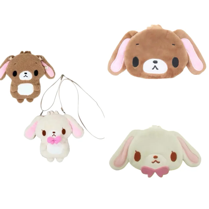 Kawaii Sugarbunnies Shirousa أفخم حقيبة كروسبودي Kurousa الأرنب رقيق أفخم محفظة نسائية للعملات المعدنية أسود أبيض الأرنب سستة حقيبة التخزين هدية