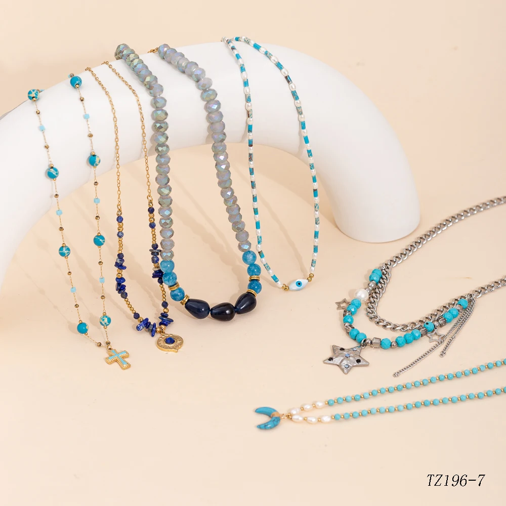 Embrace the Season with Exquisitely Crafted Blue Stone Beaded Necklaces, Perfect for Layered Boho-Chic Elegance