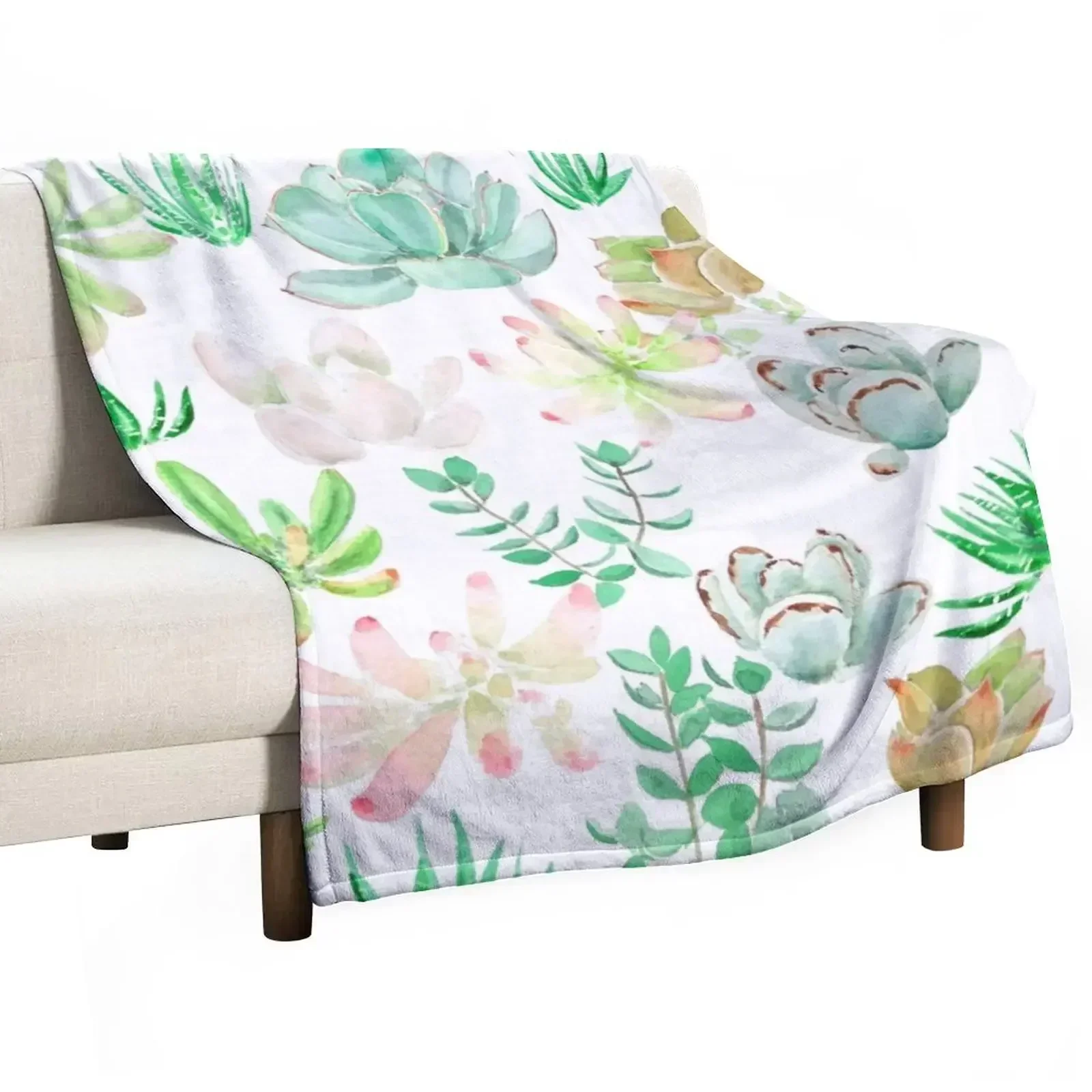 

colorful botanical succulents watercolor collection 2020 Throw Blanket Weighted Decorative Sofa Blankets