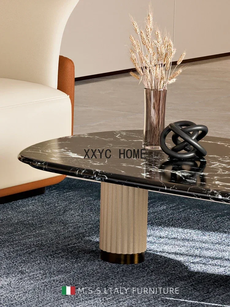 Light Luxury Coffee Table High-End Natural Marble Long End Table Living Room Combination Sets