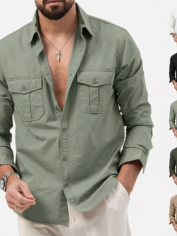 

New 2026 Men's Casual Long Sve irt with Multiple kets Slim Fit Chinese Manufacturer Spring Season Light Maturi Sle