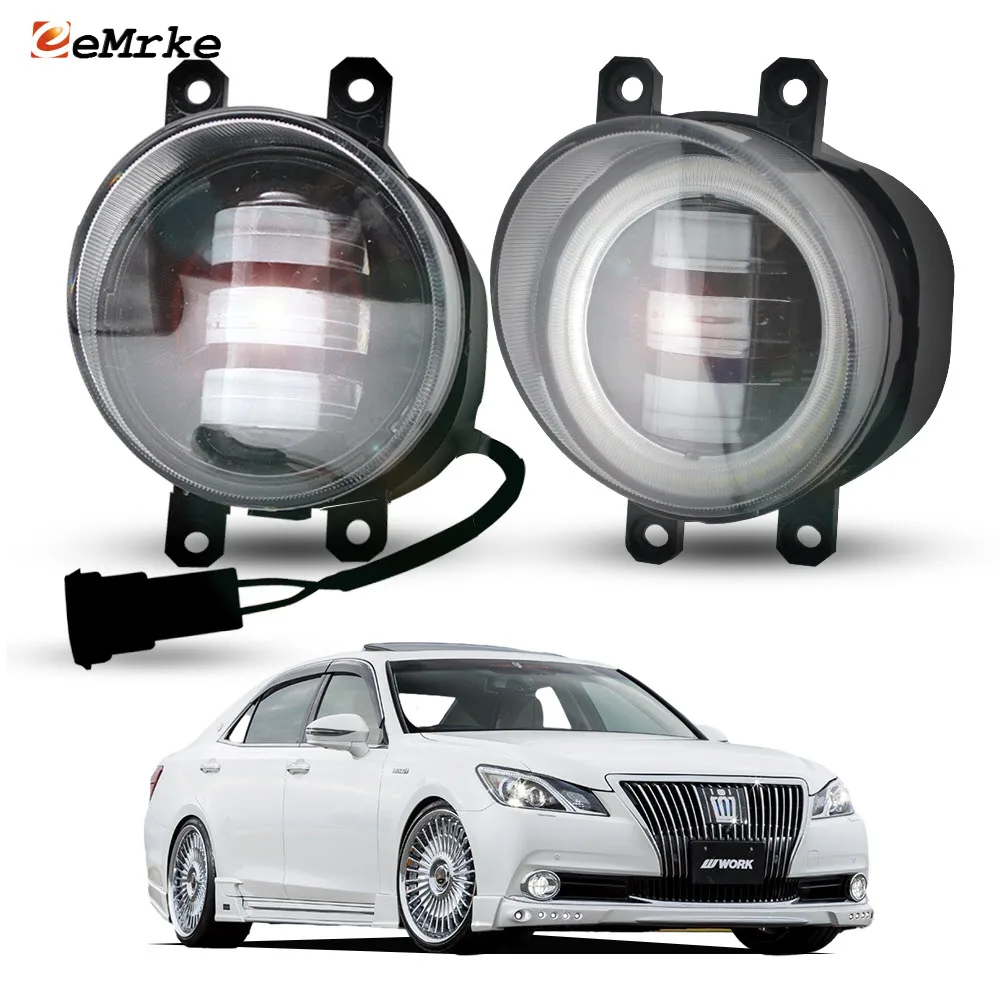 NO ERROR Led Fog Light Projector Lens for Toyota Crown S210 2012 2013 2014 Angel Eye DRL PTF Perfect Replacement Ori. Fog Lamp