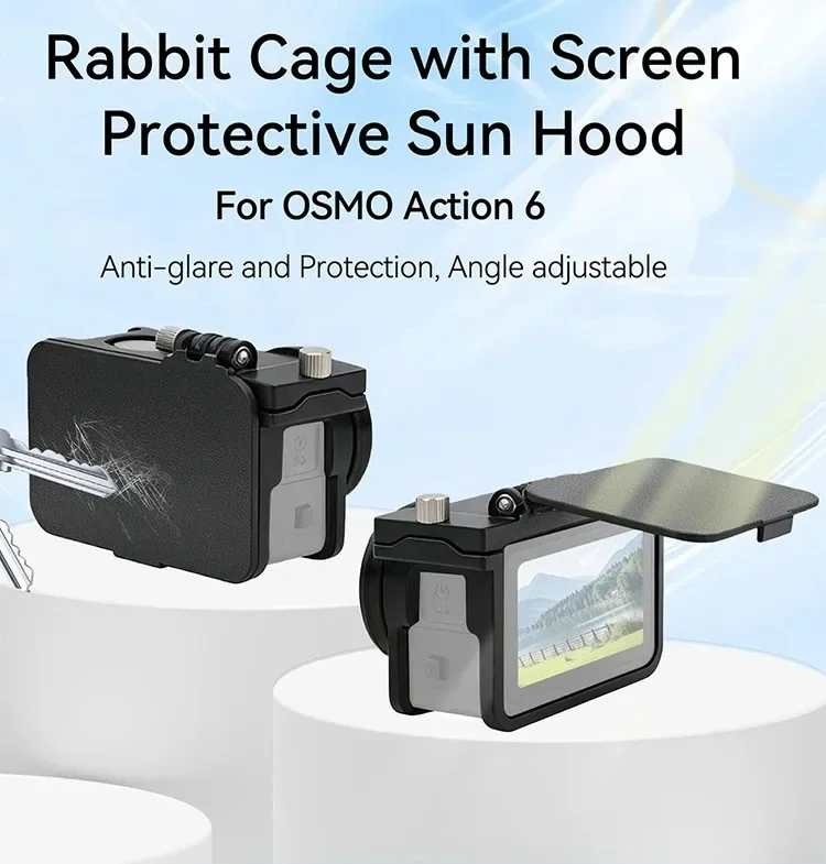For  DJI  OSMO Action 6 Protective Case with Sunshade Light Blocking Drop Protection Scratch-Resistant Camera Cage Rig Accessory