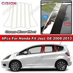 Glossy Chrome Mirror Effect Car Door Window Center Middle B C Pillars Post Column Cover Trim Sticker Decal For Honda Fit Jazz GE