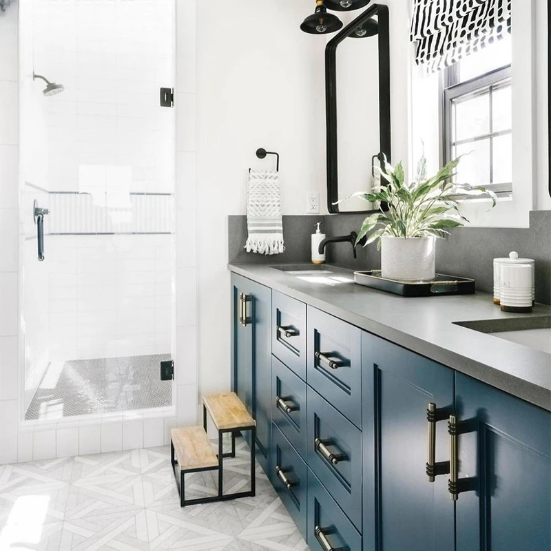 Stone slab bathroom cabinet, modern washbasin combination, double toilet, custom floor to ceiling vanity