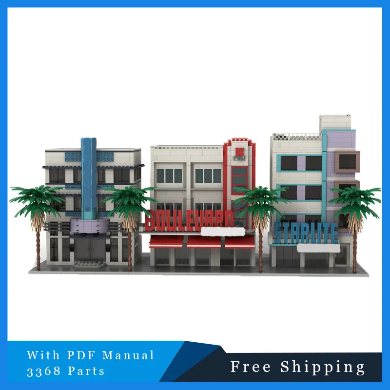 

3368 шт., Лидер продаж, вид на улицу, Moc Ocean Drive, модель DIY, креативные идеи, Рождественская детская игрушка, сборка, головоломка, подарки на день рождения