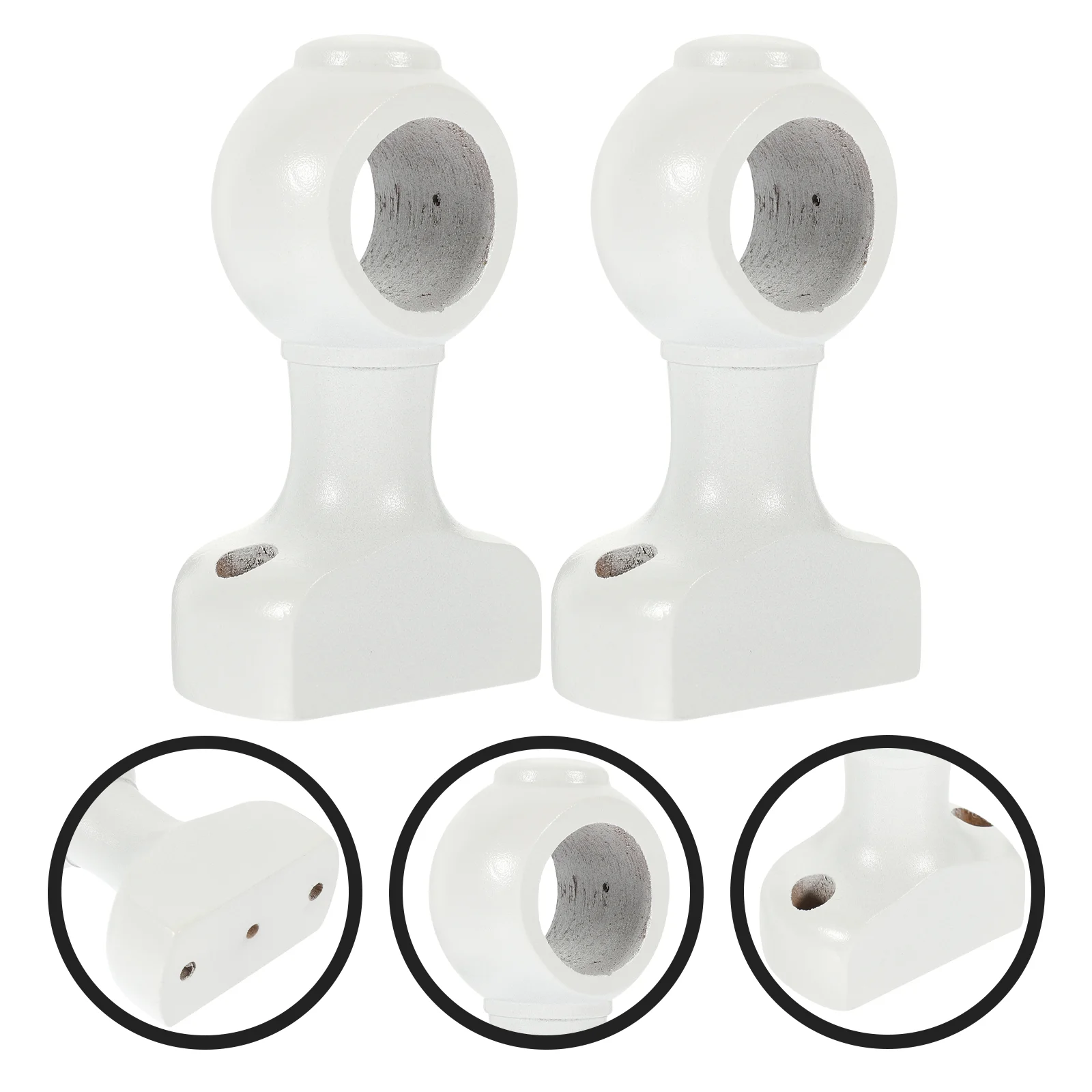 Recess Curtain Rod Bracket Clothes Support Middle White Wooden Mounting Brackets