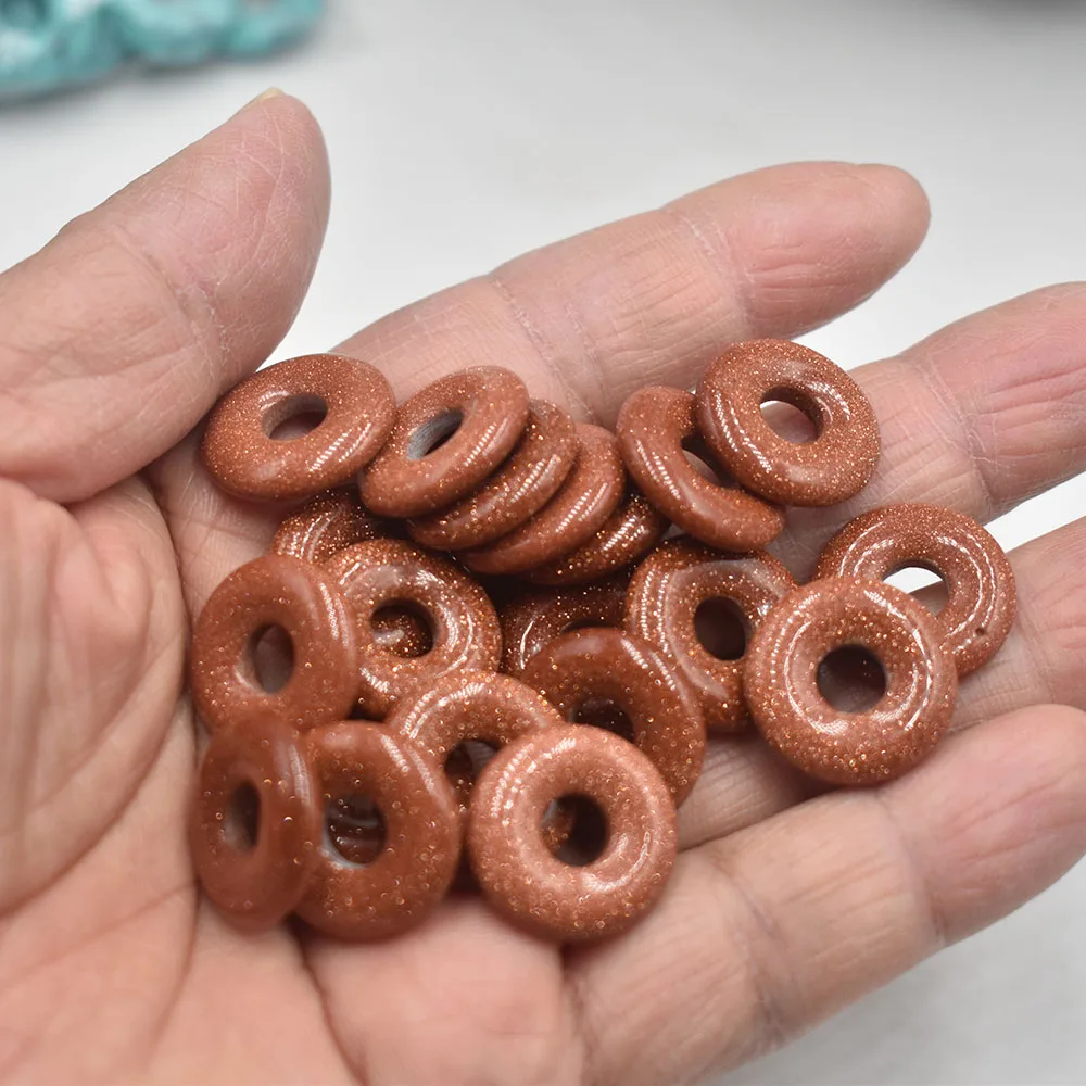 Modische, hochwertige, sortierte Naturstein-Gogo-Donut-Anhänger, Perlen 18mm für Schmuckherstellung, Großhandel 12 Stück/Los, kostenlos. – Detail 20