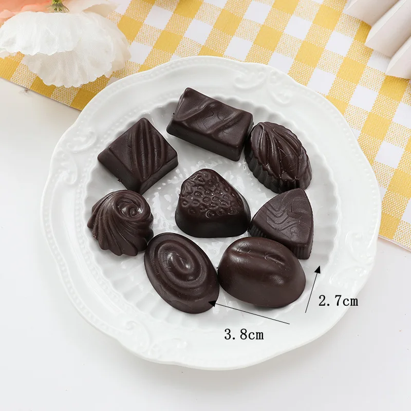 Simulierte reine schwarze Schokolade, Haselnuss, Weiß, Braun, Rumgeschmack, Dessertladen, Bäckerei, Café-Display, gefälschte Lebensmittel 8 Stück/Set – Detail 8