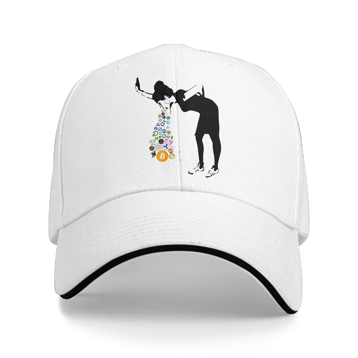 Washed Men's Baseball Cap Sick of Crypto Trucker Snapback Caps Dad Hat Banksy Art Golf Hats