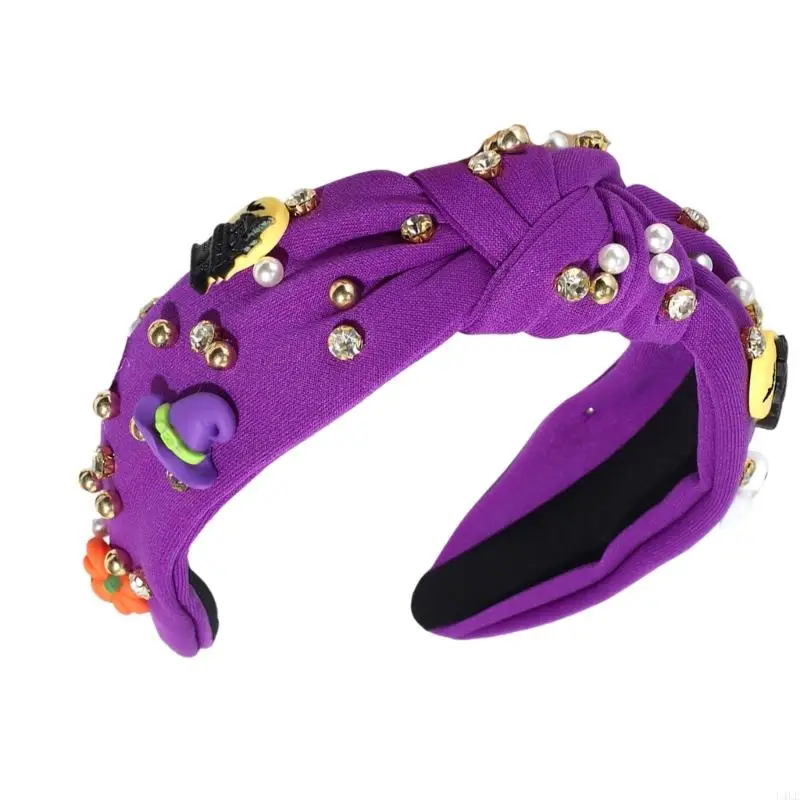 U4LE Friendly Halloween Hapterpied Soft Fabbk Bat Bat Pumpkin Design Ajustável Faixa cabelo adultos Festas fantasia