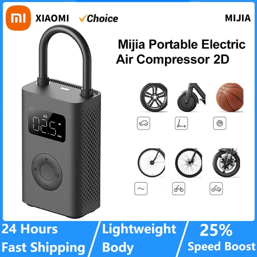Xiaomi Mijia bomba de aire 2D 25% velocidad Boost Mini compresor de aire eléctrico portátil Treasure 150PSI tipo C LED inflador multiherramienta