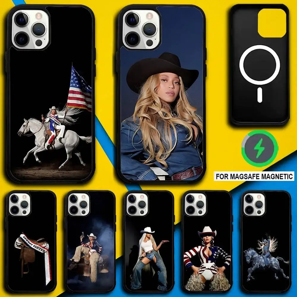 

B-Beyonce Cowboy Singer Phone Case For iPhone 17,16,15,14,13,12,11,Pro,Max,Plus,Mini,SE4,E Magnetic Magsafe Wireless Charging
