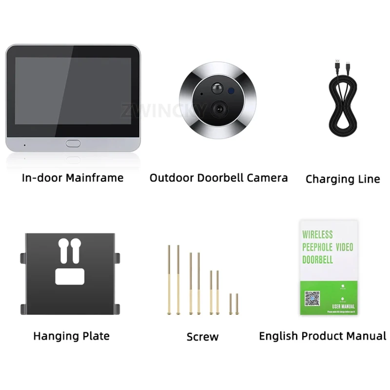 Imagem -06 - Câmera Peephole sem Fio hd Night Pir Wifi Proteção de Segurança Casa Inteligente com Chamada em Dois Sentidos 4.3 Polegada 1080p