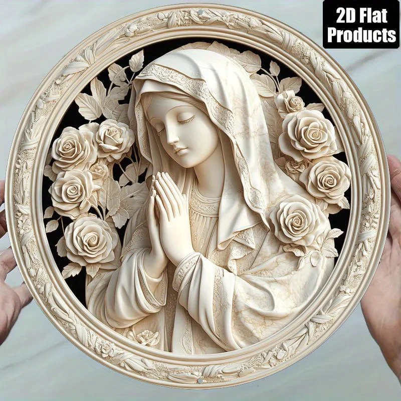 2D Flat - [2D Flat] One 7.87X7.87 inch Metal Aluminum Sign with 2D Printing, And One Round Wall Art Plaque Made of Marble with a