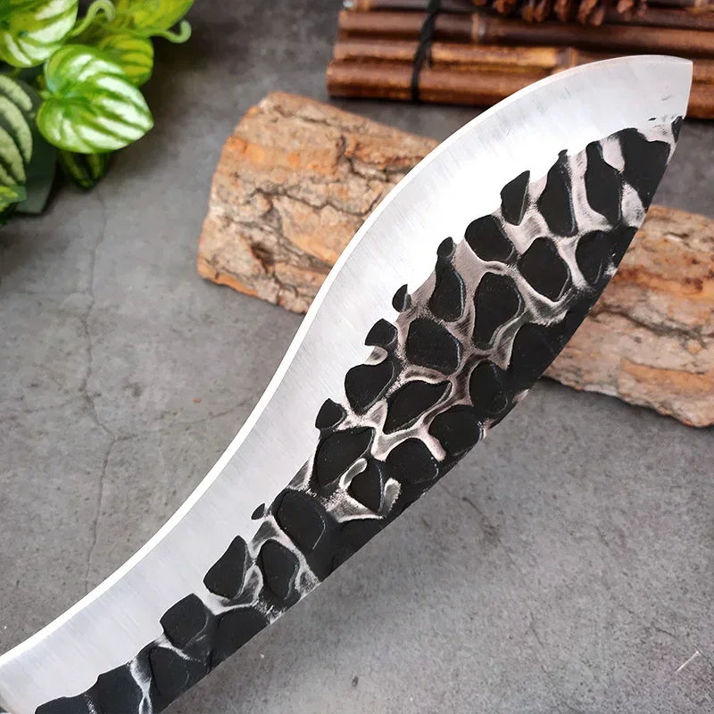 Stainless Steel Outdoor Knife With Cord Handle Kitchen Knives Boning Butcher Knife Chop Bone Cleaver Meat Hunting Camping Knife