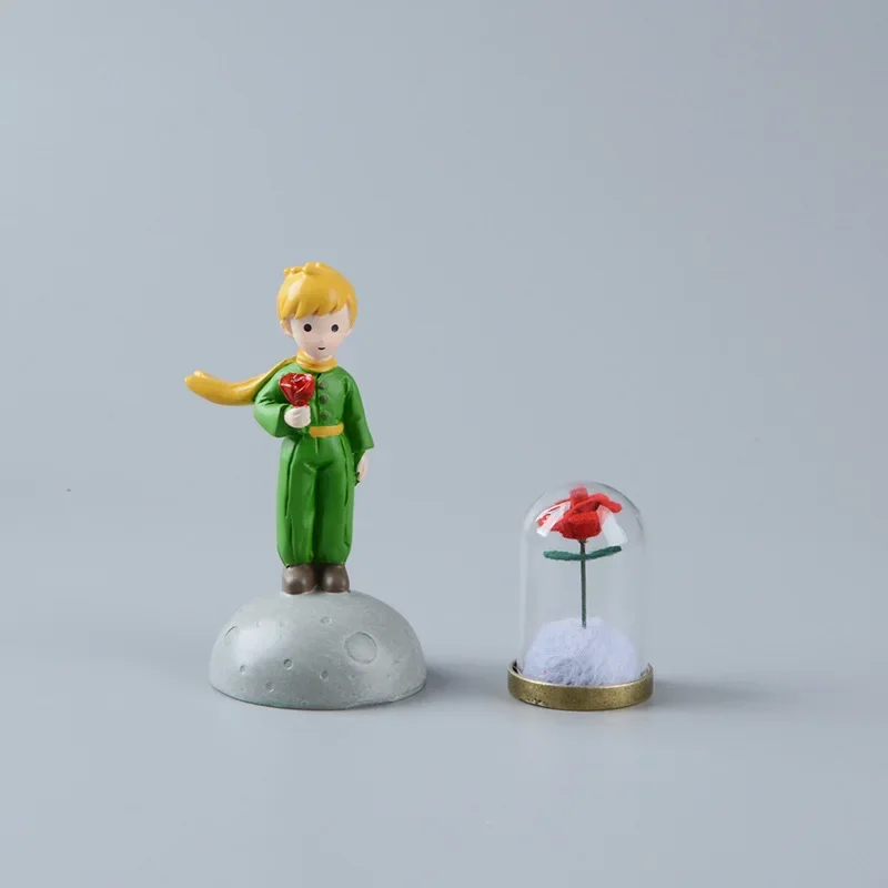 The Little Prince Fox Figurine B612 Glass Rose Valentine\'s Day Gifts Resin Toys Handicraft Student Desktop Decoration Crafts