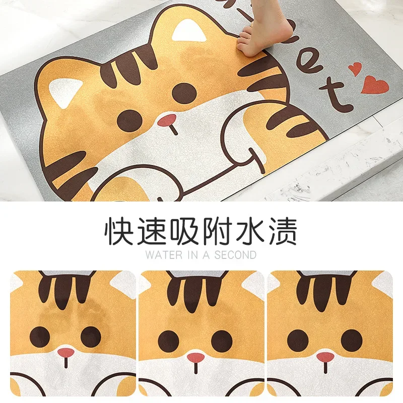 Bath Mats Toilet Mats Floor Mats Absorbent Non-slip Diatomaceous Soft Quick-drying Doorway Rugs Home Entrance Door Decoration