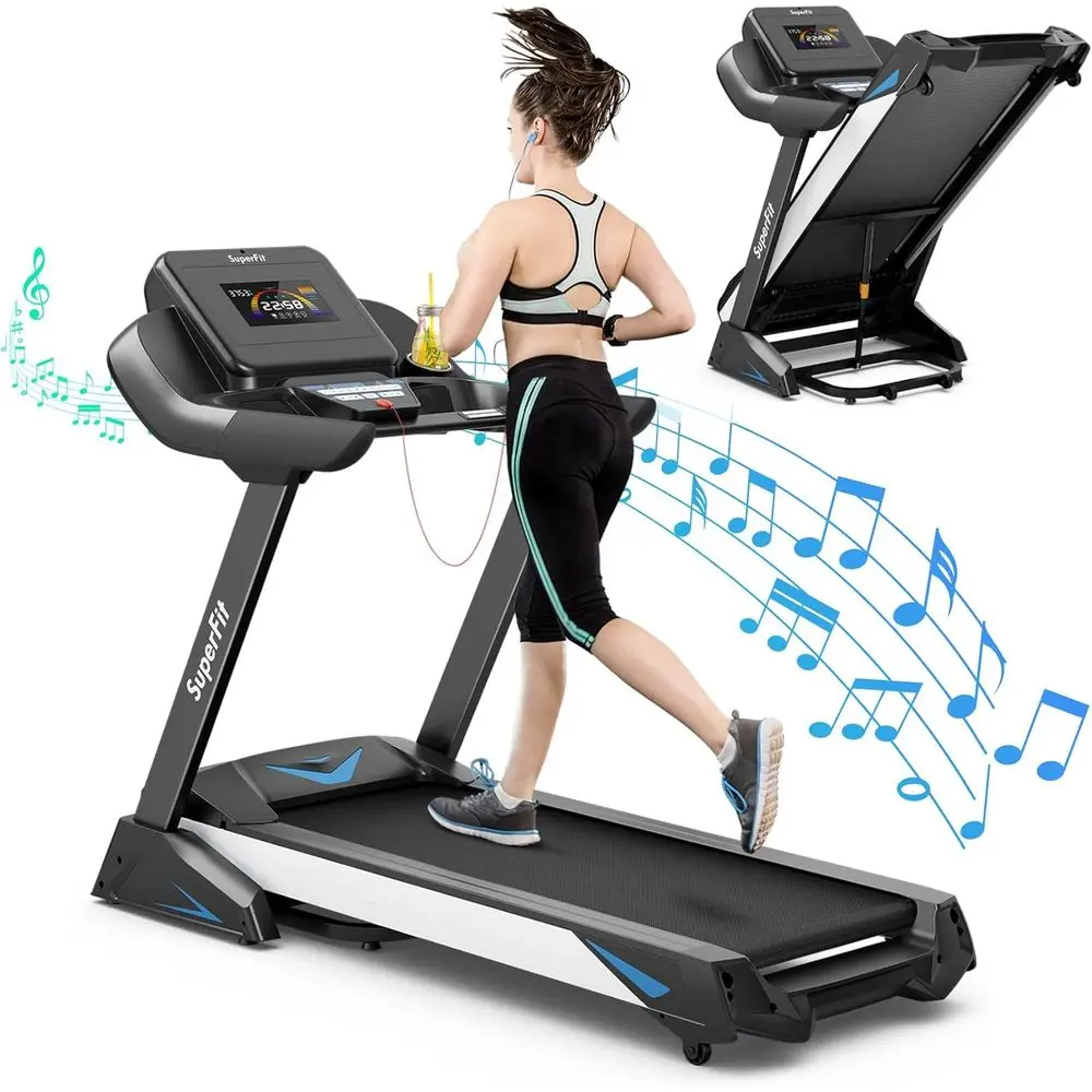 4.75HP Auto Incline Treadmill: LED Monitor, Bluetooth Speaker, App-Controlled, 20 Programs, Pulse Grip