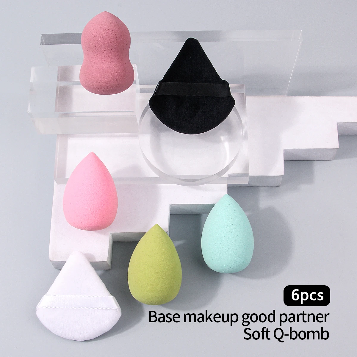 6 uds oferta especial juego de esponjas para polvos de maquillaje-esponja de doble propósito seca y húmeda huevo/herramientas de maquillaje triangulares para esponjas en polvo