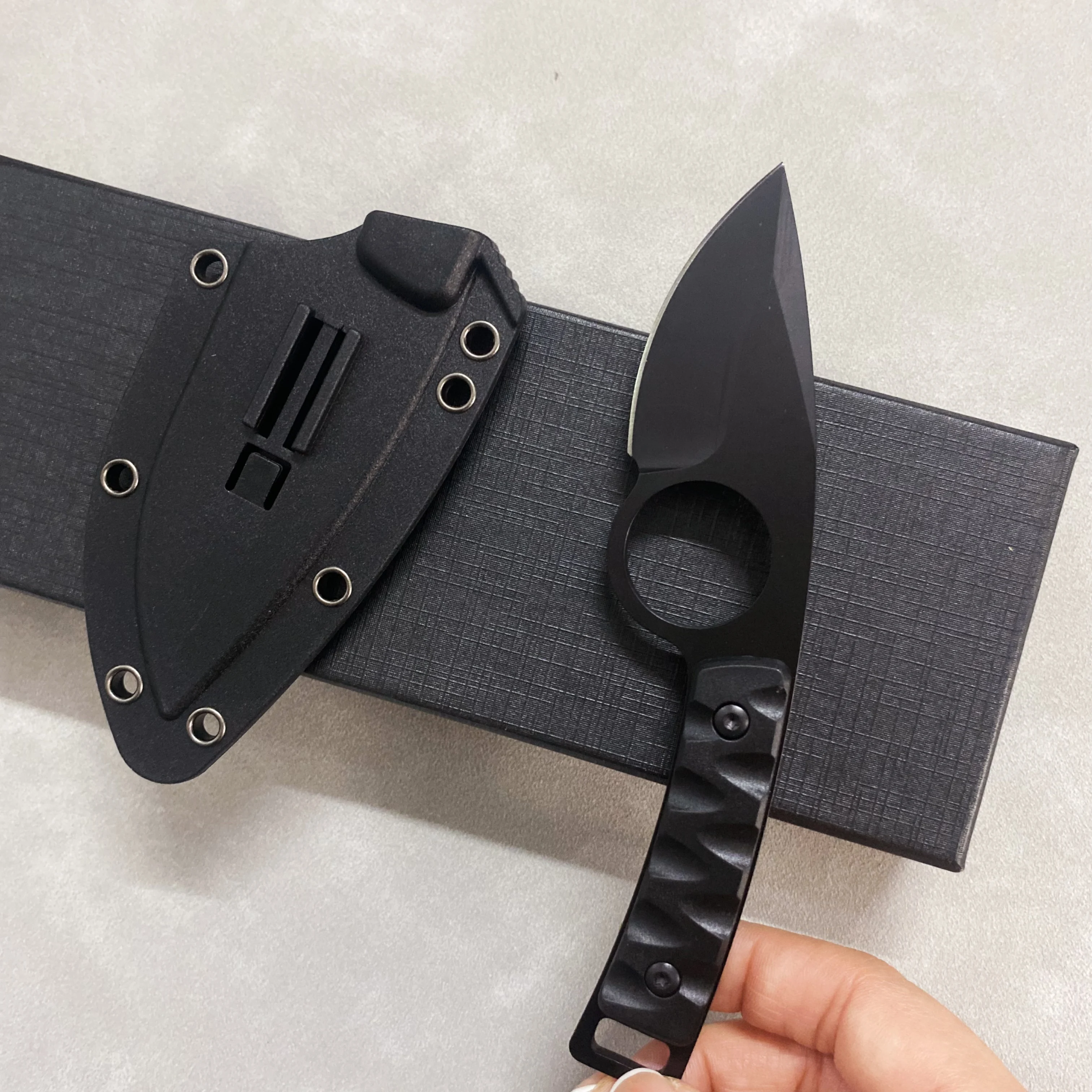 Cuchillo táctico mini de acero una pieza afilado para acampada - imagen 5