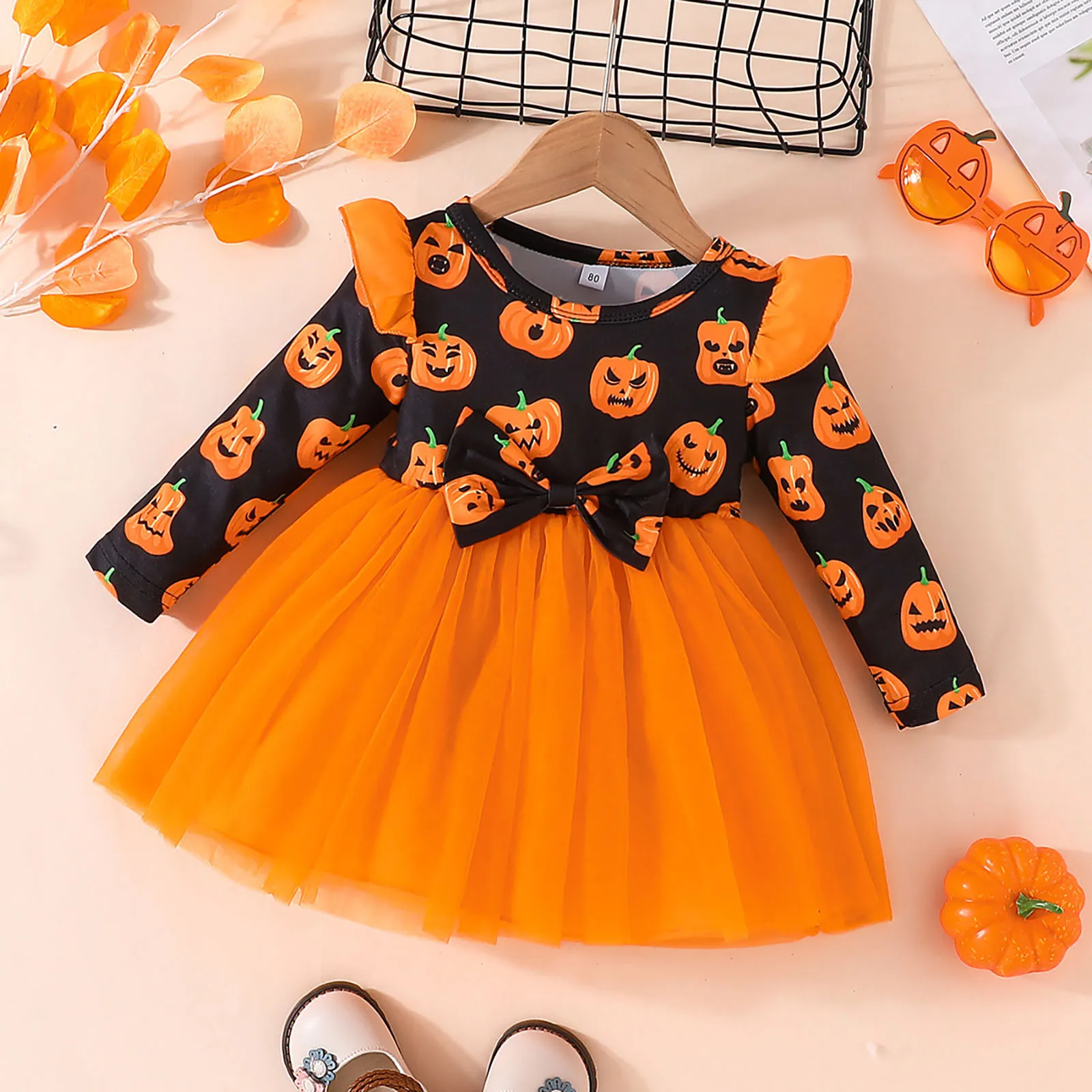 1-5years Newborn Baby Girl My First Halloween Cute Pumpkin Children Costume Cosplay Sweet Girl Costumes Tulle Romper Dresses