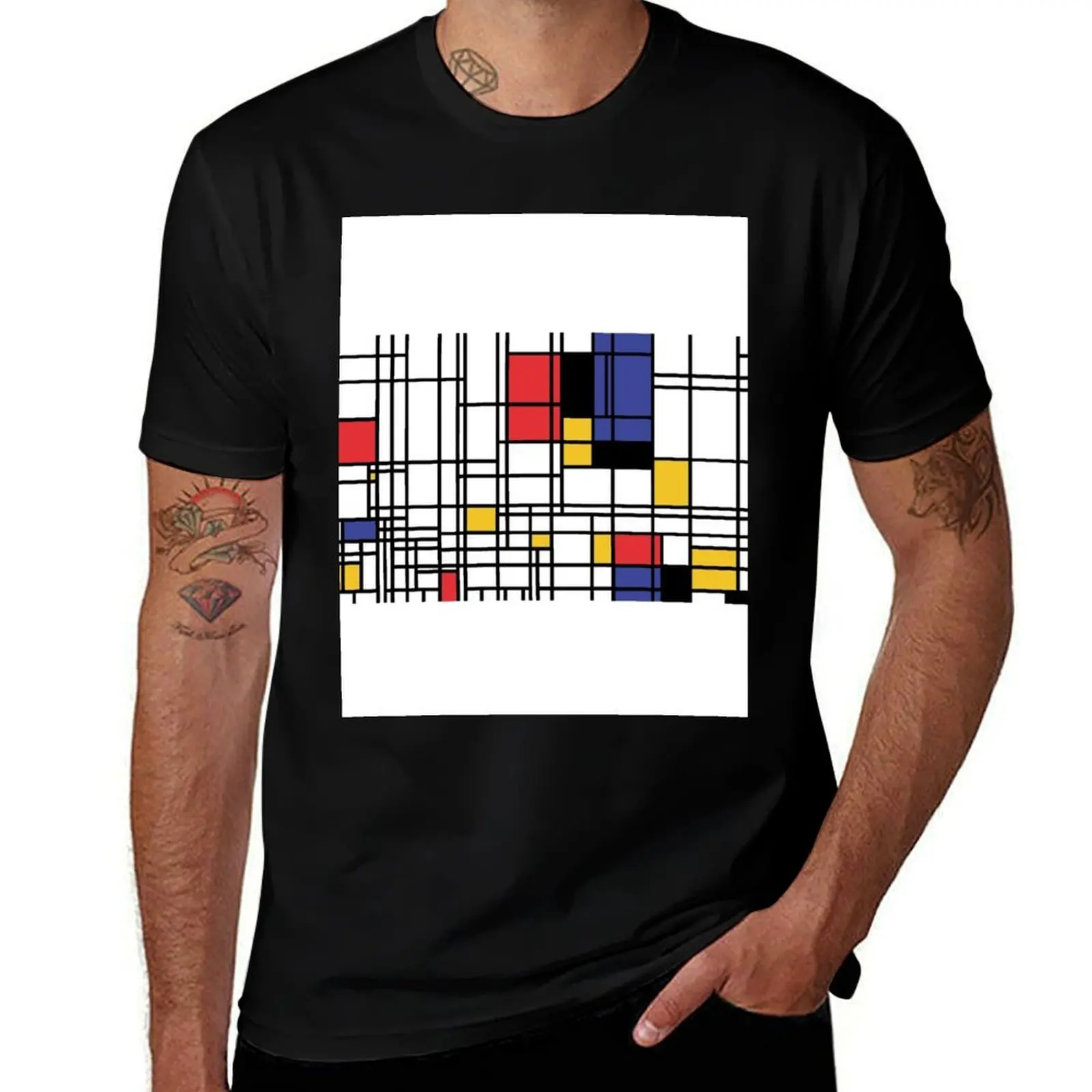 

Футболка Mondrian, мужские забавные футболки с рисунком, мужские дизайнерские мужские футболки с рисунком, футболка