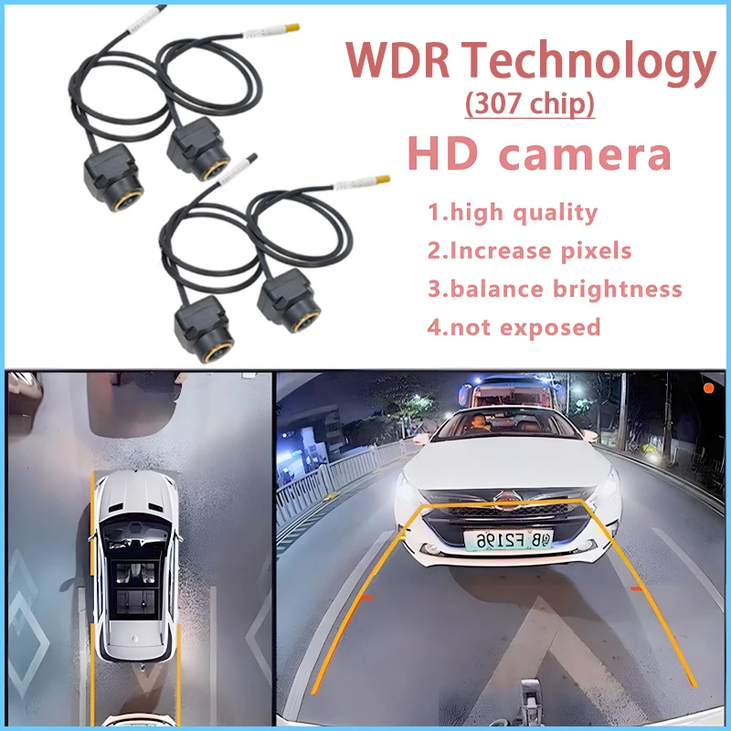 8K AHD 1080P 720P 3D Car 360 Panoramic Camera Rear+Front+Side For Android Radio 360APP SN307 WDR 4 square cameras Golden lens - Image 5